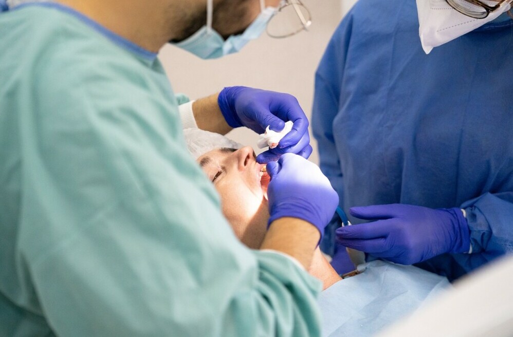 Somebody getting dental treatment done.